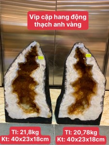 Cặp Động Thạch Anh Tinh Thể Thạch Anh Vàng